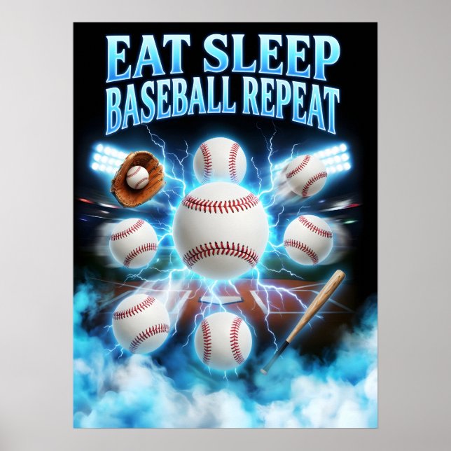 Vintage Bootleg Baseball Art Poster (Front)