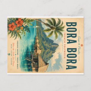 Vintage Bora Bora French Polynesia Tropical Travel Holiday Postcard