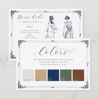 Vintage Border 5 Colours Wedding Dress Code Enclosure Card