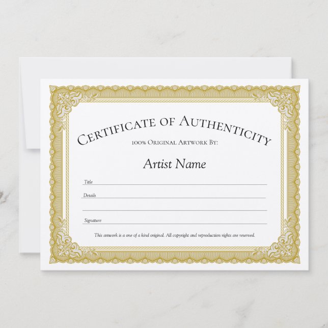 Vintage Border Certificate of Authenticity Invitation (Front)