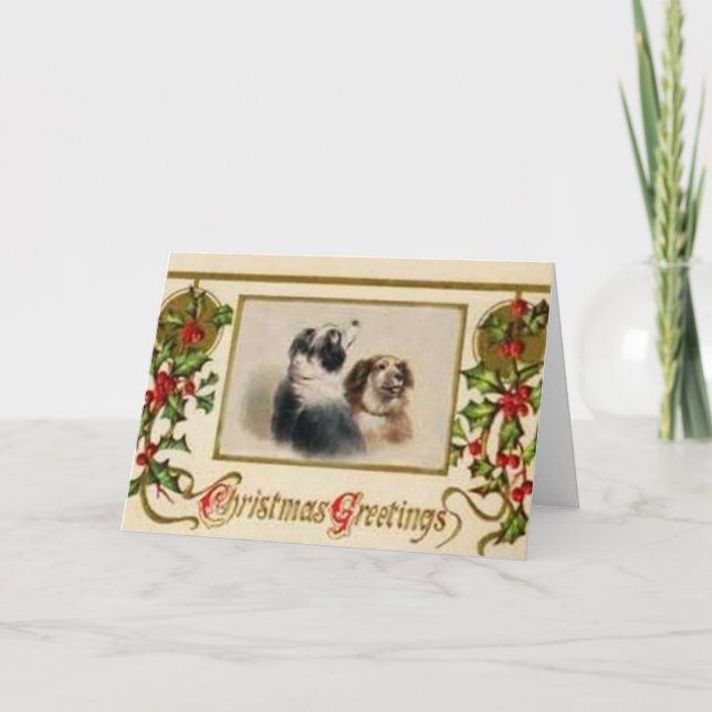 Vintage Border Collie Christmas Card (Front)