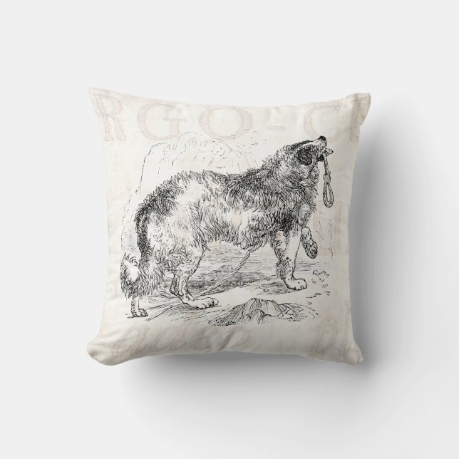 Vintage Border Collie Dog Template Cushion (Front)
