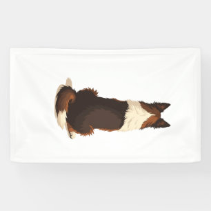 Vintage Border Collie From Behind Dog Illustration Banner