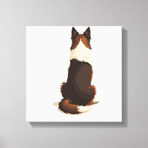 Vintage Border Collie From Behind Dog Illustration Canvas Print