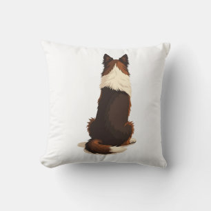 Vintage Border Collie From Behind Dog Illustration Cushion