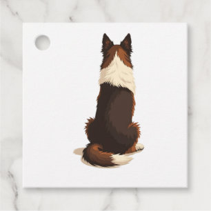 Vintage Border Collie From Behind Dog Illustration Favour Tags
