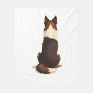 Vintage Border Collie From Behind Dog Illustration Fleece Blanket