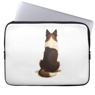 Vintage Border Collie From Behind Dog Illustration Laptop Sleeve