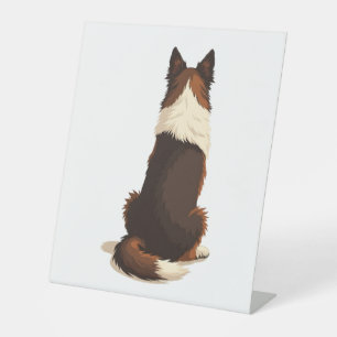 Vintage Border Collie From Behind Dog Illustration Pedestal Sign