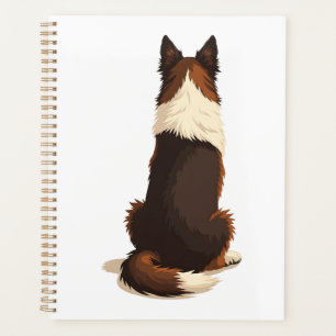 Vintage Border Collie From Behind Dog Illustration Planner
