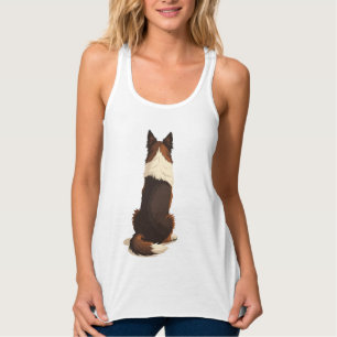 Vintage Border Collie From Behind Dog Illustration Singlet