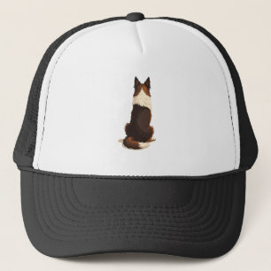Vintage Border Collie From Behind Dog Illustration Trucker Hat