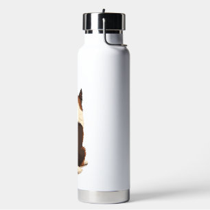Vintage Border Collie From Behind Dog Illustration Water Bottle