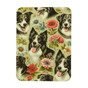 Vintage Border Collie Painting Magnet