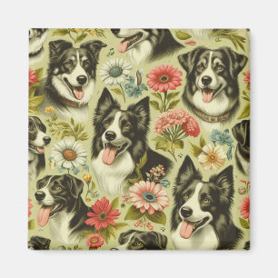 Vintage Border Collie Painting Magnet