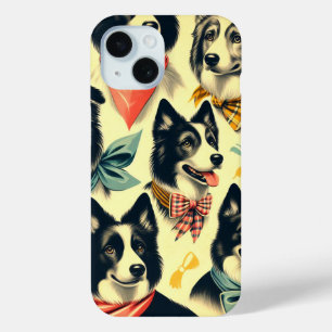 Vintage Border Collie Seamless iPhone 15 Case