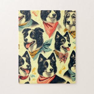 Vintage Border Collie Seamless Jigsaw Puzzle