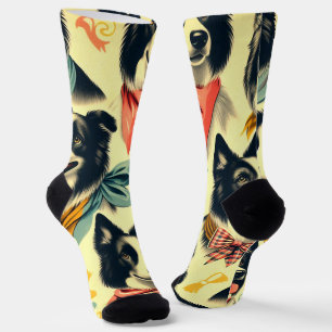 Vintage Border Collie Seamless Socks