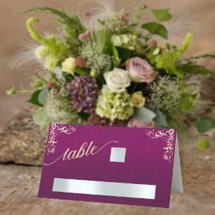 Vintage Border & Heart Monogram - Plum Place Card