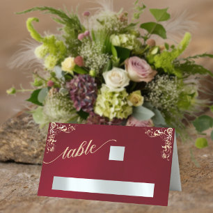 Vintage Border & Heart Monogram - Red Place Card