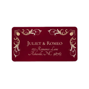 Vintage Border Return Address - Burgundy Label