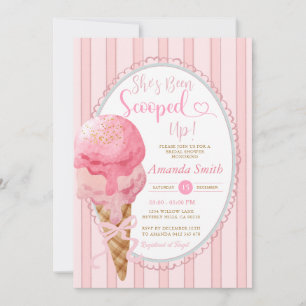 Vintage Border She's been Scooped Up Ice Cream Invitation
