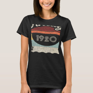 Vintage Born In 1920 102nd Birthday 102 Years Old T-Shirt