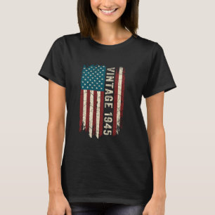 Vintage Born In 1945 American Flag 80th Birthday 8 T-Shirt