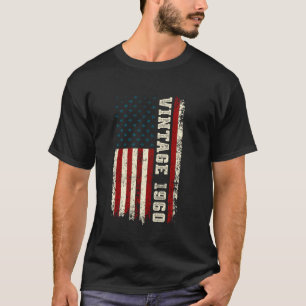 Vintage Born In 1960 American Flag 65th Birthday 6 T-Shirt