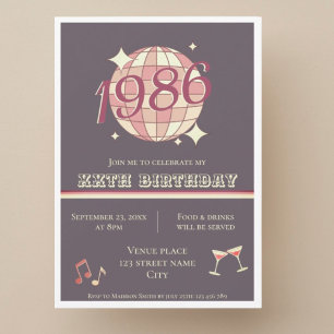 Vintage born in 1986 40th birthday Invitation