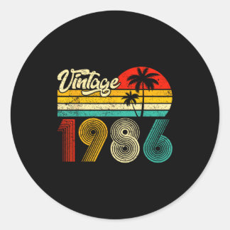 Vintage Born In 1986 Funny 40th Birthday 40 Years  Classic Round Sticker