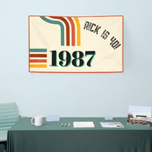Vintage Born in 1987 Retro Stripe 40th Birthday Banner