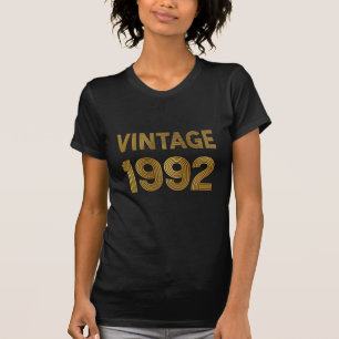 Vintage Born in 1992 Black-Gold Birthday T-Shirt
