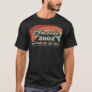 Vintage Born In 2002 20th Birthday 20 Years Old T-Shirt