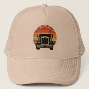 Vintage Born To Drive Semi-Truck Retro Sunset Trucker Hat