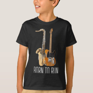 Vintage Born to Run Saxophone Music Amp Guitar T-Shirt