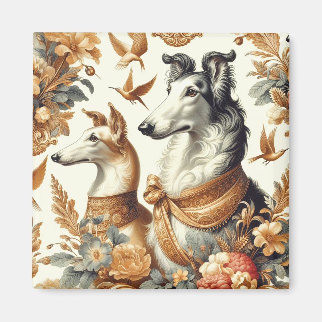 Vintage Borzoi Dog Illustration Magnet (Front)