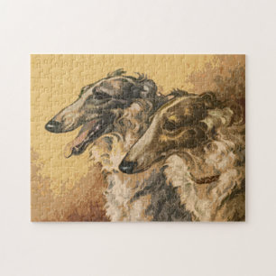 Vintage Borzoi Duo Jigsaw Puzzle