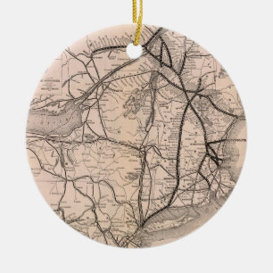 Vintage Boston and Montreal Railroad Map (1887) Ceramic Tree Decoration