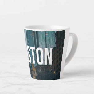 Vintage Boston Cityscape Print - Historic Architec Latte Mug