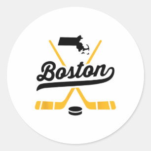 Vintage Boston Ice Hockey Sticks Sports Team Fan G Classic Round Sticker