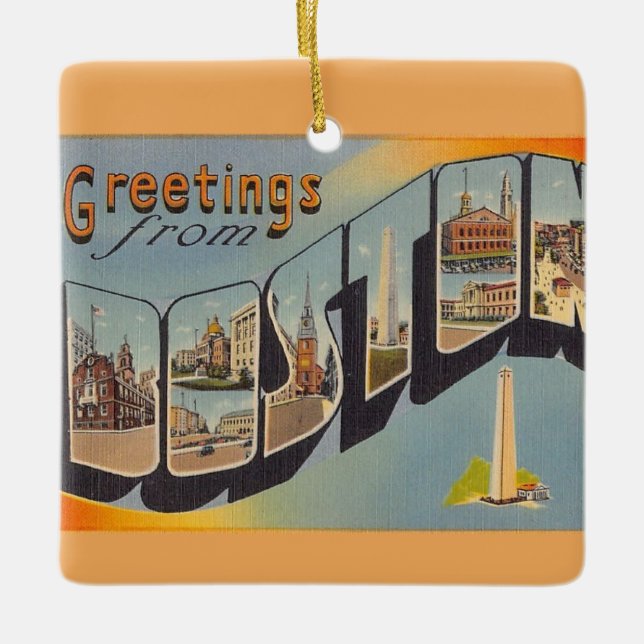 Vintage Boston MA  Ceramic Ornament (Front)
