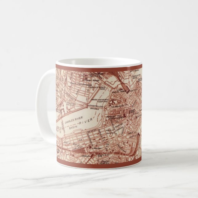 Vintage Boston Map Mug (Front Left)