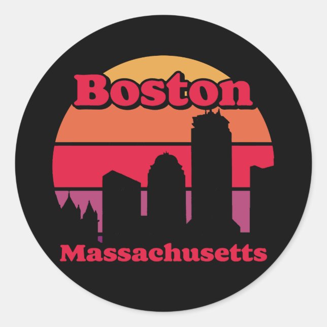 Vintage Boston Massachusetts Classic Round Sticker (Front)