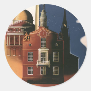 Vintage Boston, Massachusetts Paul Revere's Ride Classic Round Sticker