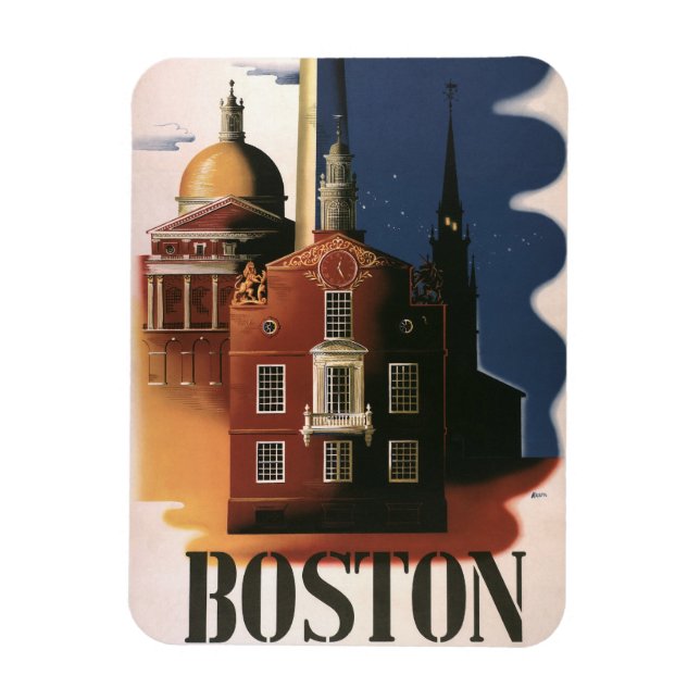 Vintage Boston, Massachusetts Paul Revere's Ride Magnet (Vertical)