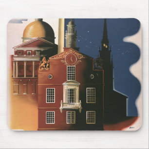 Vintage Boston, Massachusetts Paul Revere's Ride Mouse Pad