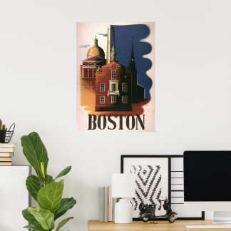 Vintage Boston, Massachusetts Paul Revere's Ride Poster