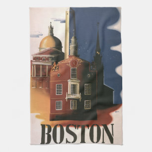 Vintage Boston, Massachusetts Paul Revere's Ride Tea Towel