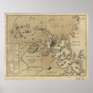 Vintage Boston Revolutionary War Map (1775) Poster